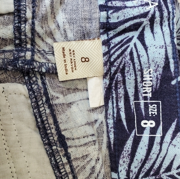 Sonoma blue palm print linen blens shorts Sz. 8 - Picture 5 of 7